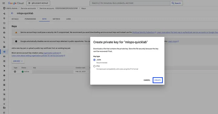 Create a service account and download credentials.json